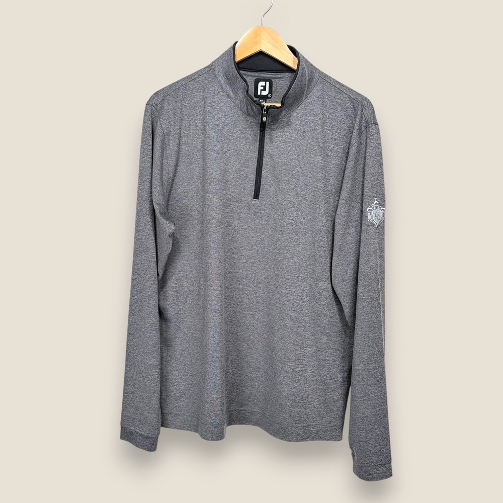 FootJoy Quarter Zip Midlayer Golf Pullover Men Large Gray Black Stretch Wicking